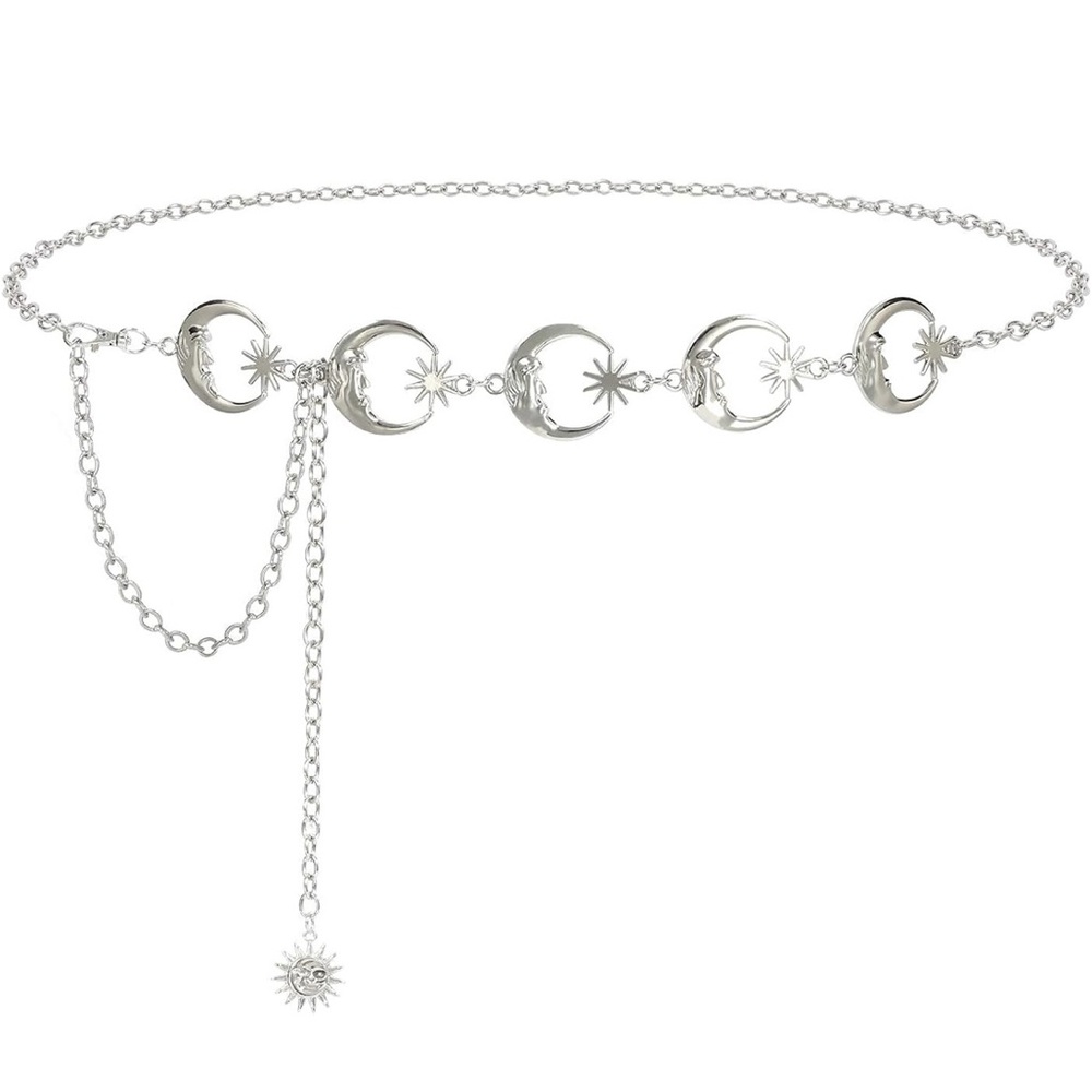 Silver Moon and Star Chain Belt
